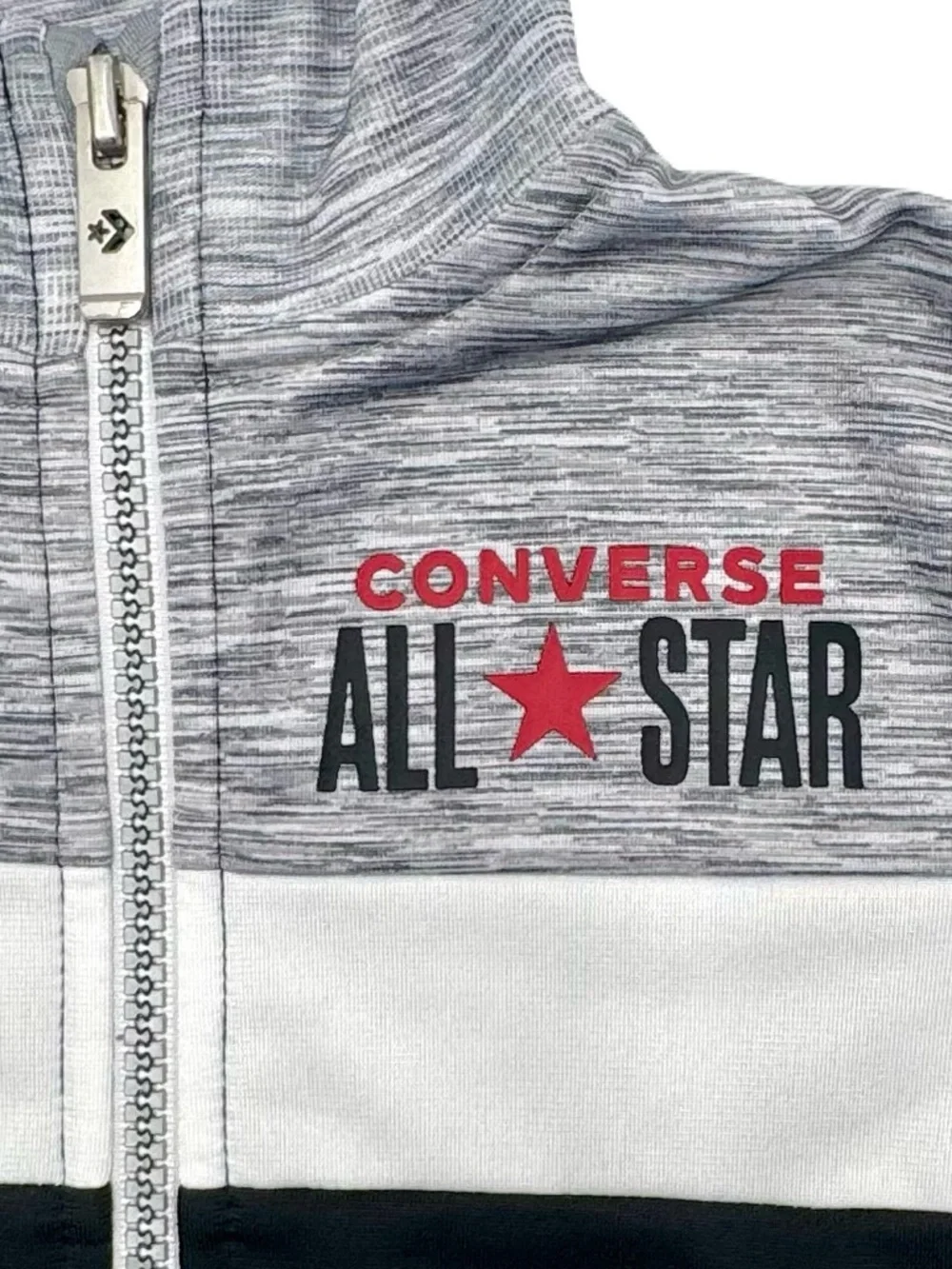 Converse Kids' All Star Colorblock Zip-Up Track Jacket - Gray/White/Black